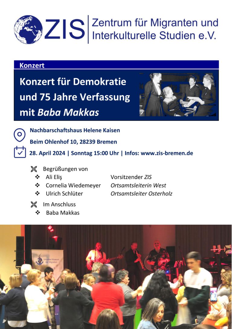 Einladungsflyer zum Konzert für Demokratie und 75 Jahre Verfassung im